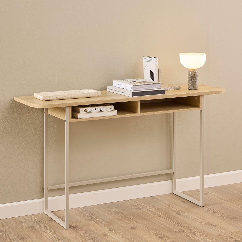 Darlington Console Table with 2 Open Shelves and Oak Top - image 5