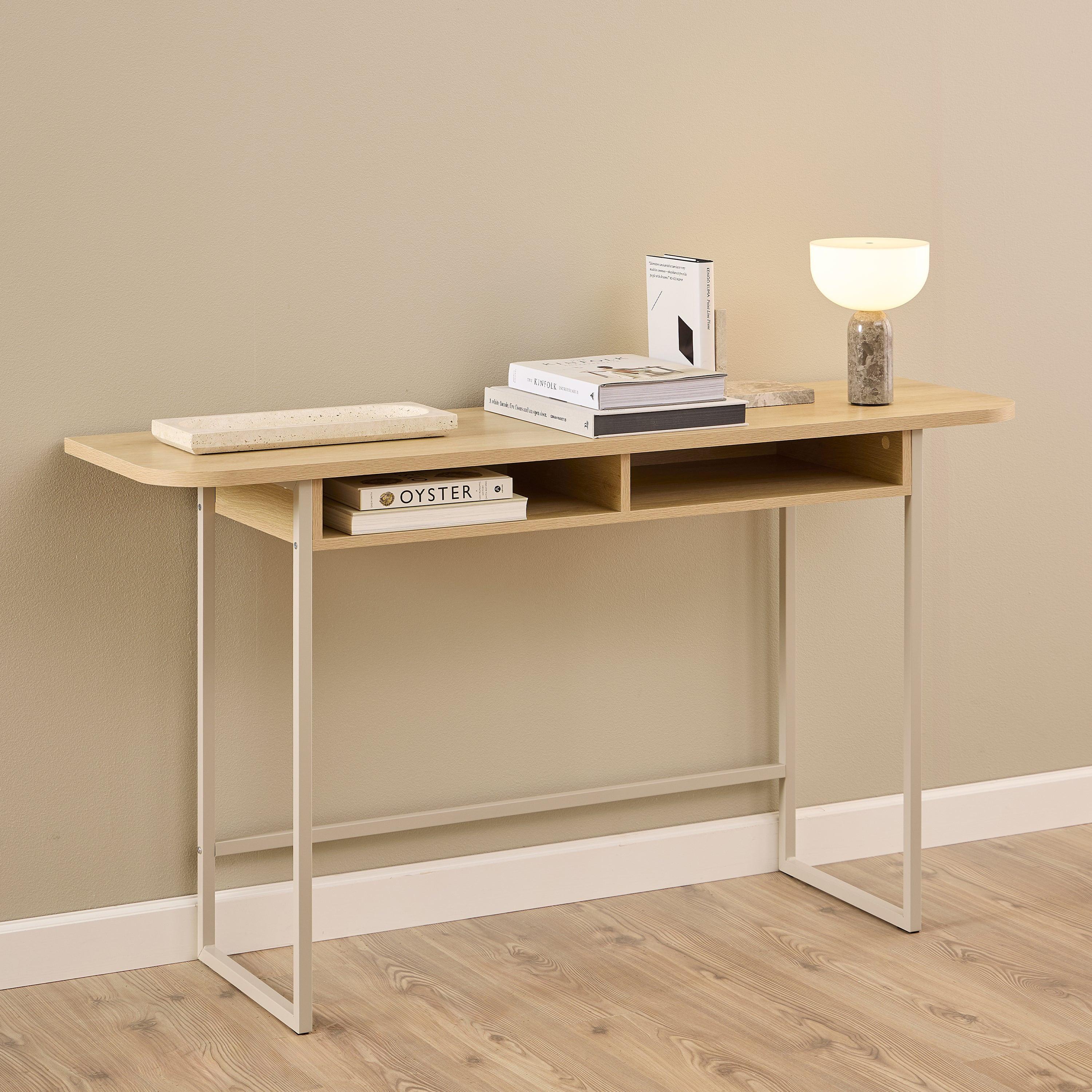 Darlington Console Table with 2 Open Shelves and Oak Top - image 5