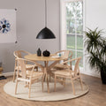 I_Duncan Round Dining Table in White Oak 105cm includes 4 Cassandra Dining Chairs with Armrest in White Oak