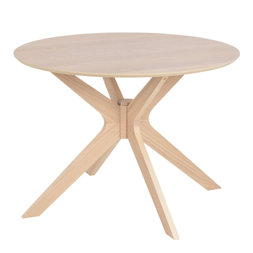I_Duncan Round Dining Table in White Oak 105cm includes 4 Cassandra Dining Chairs with Armrest in White Oak - image 2