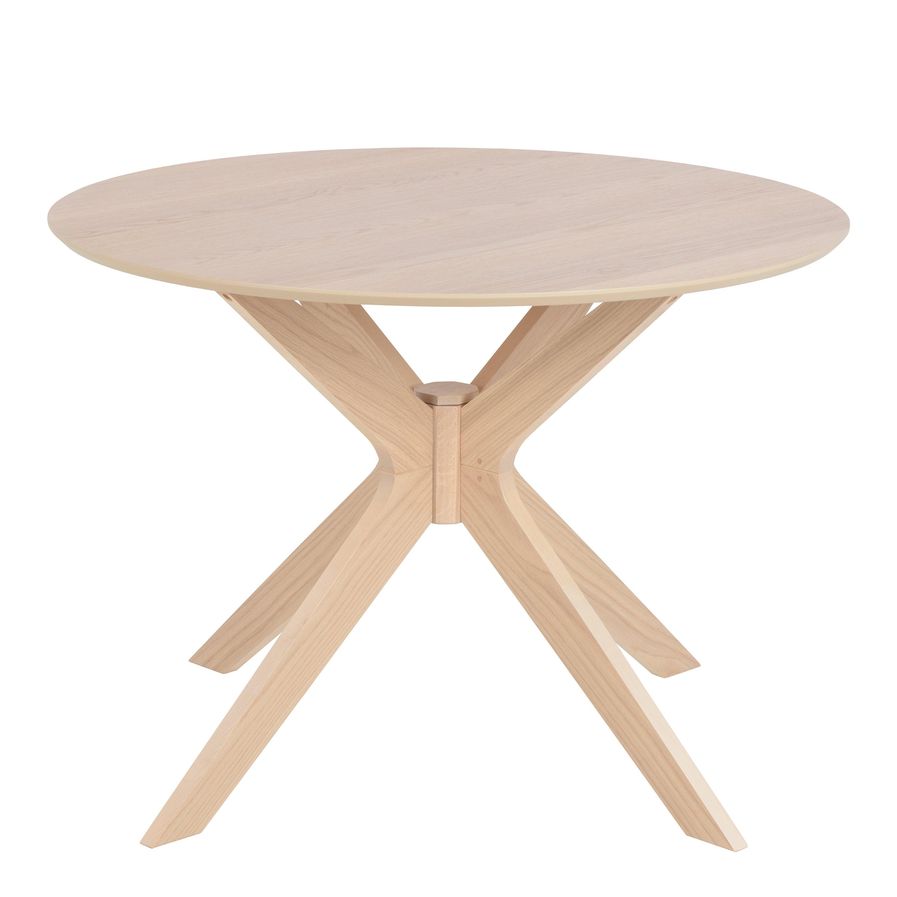I_Duncan Round Dining Table in White Oak 105cm includes 4 Cassandra Dining Chairs with Armrest in White Oak - image 3