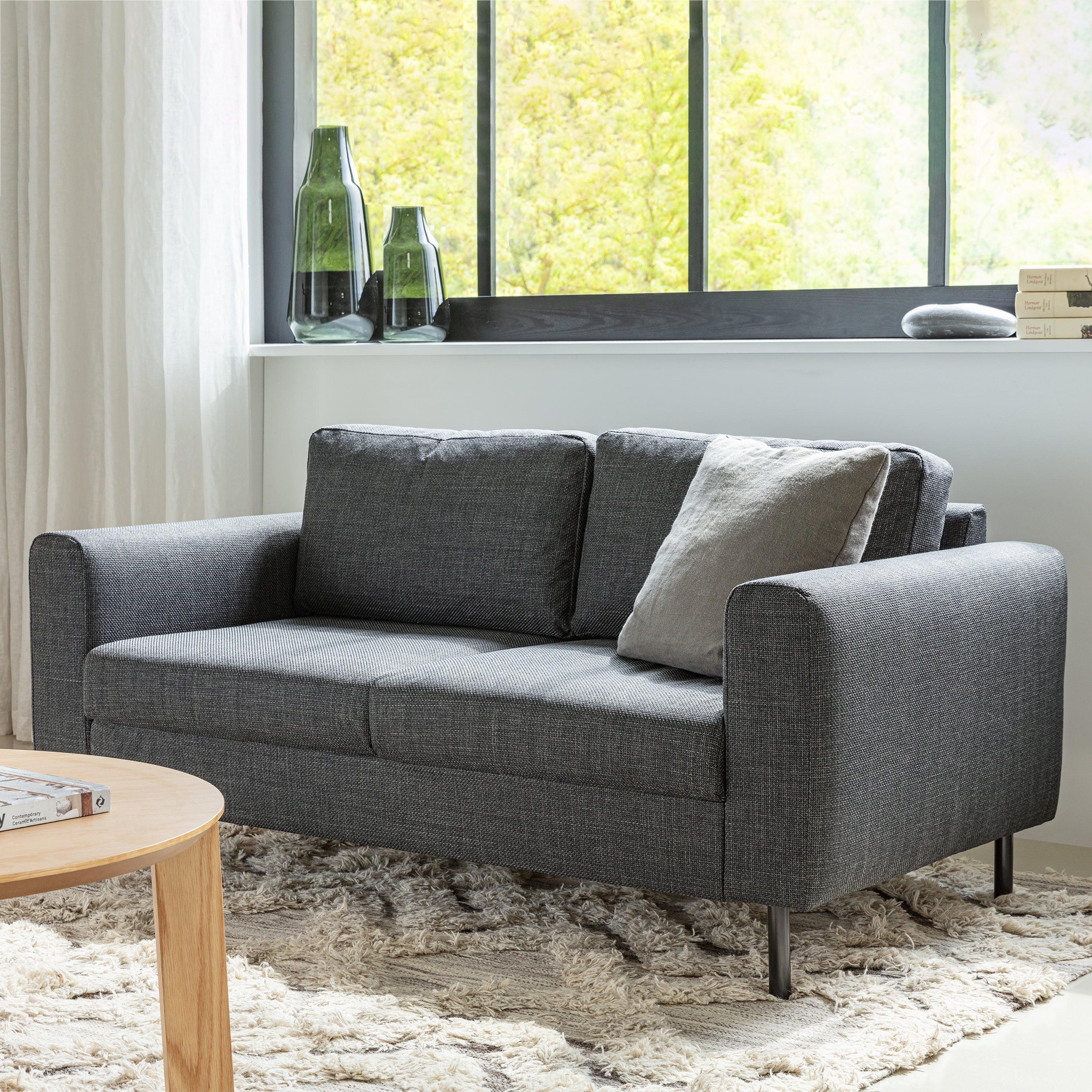 Omaha Set of 2 x 2 Seater Sofas in Basel Dark Grey Fabric - image 7