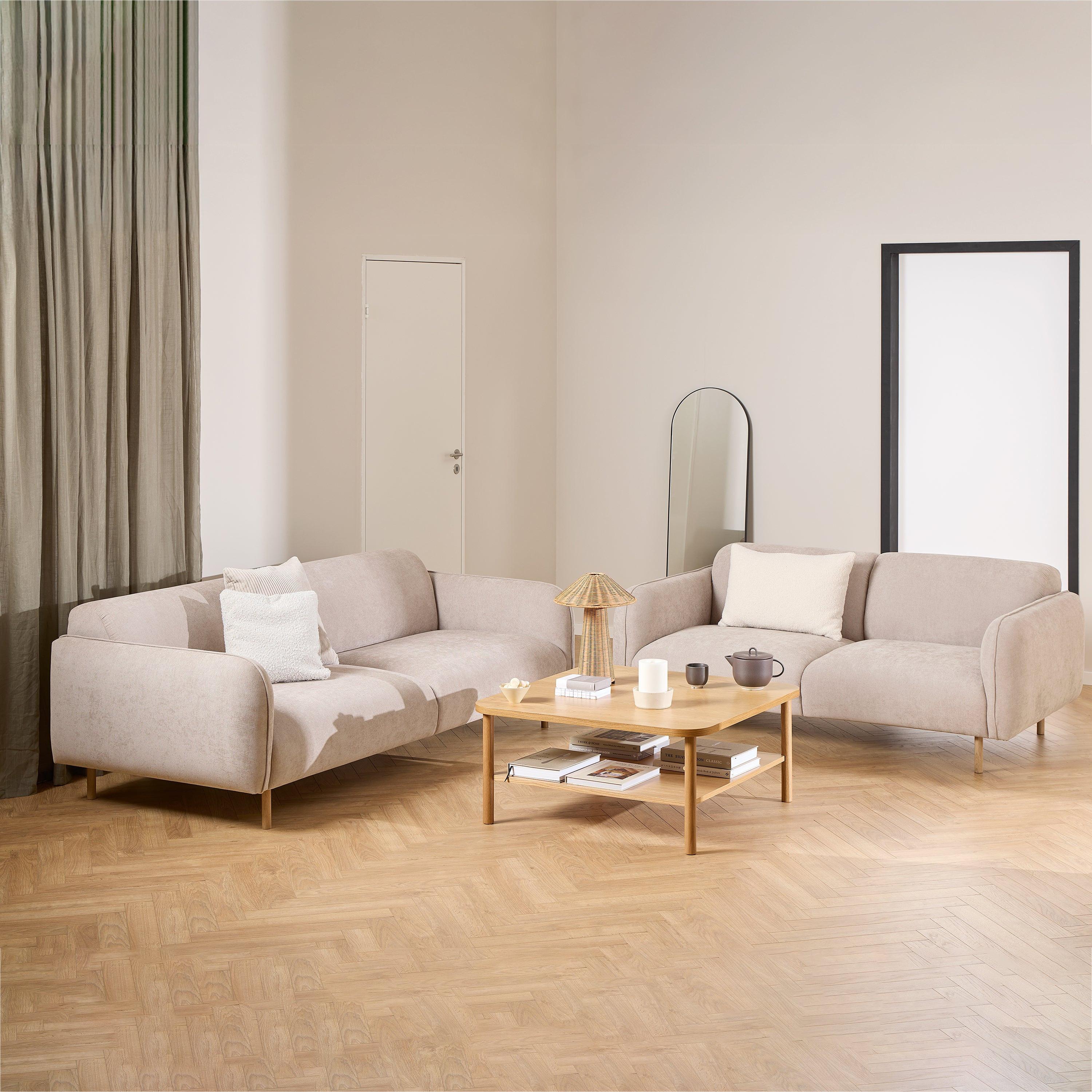 Westham 2.5 + 3 Seater Sofa Set in Fay Beige Fabric
