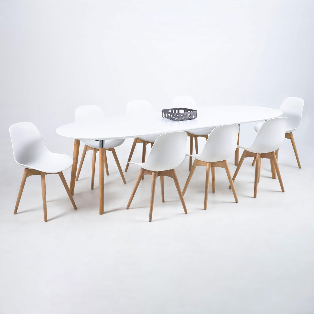 Belina Oval Dining Table in White & Oak - image 4
