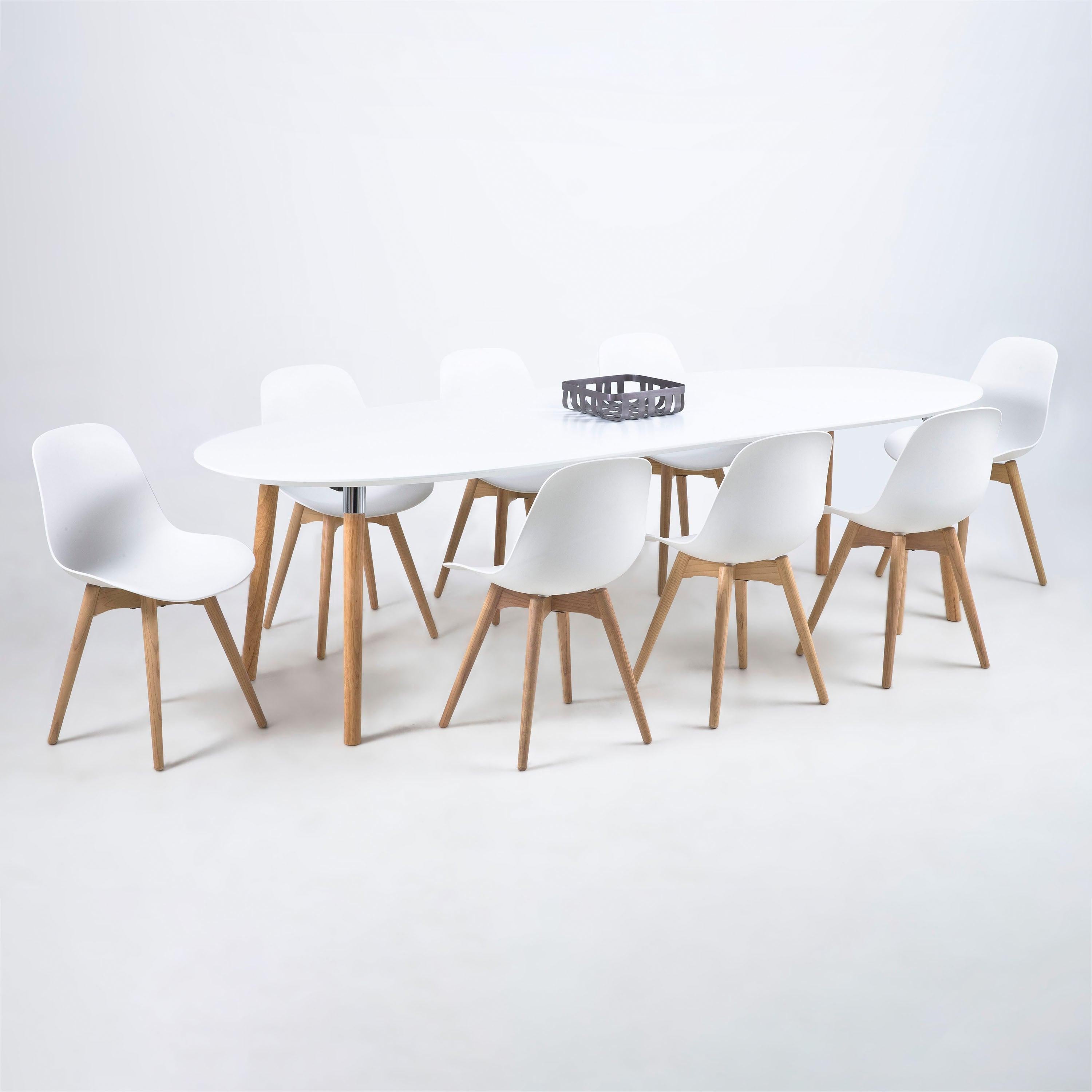 Belina Oval Dining Table in White & Oak - image 4
