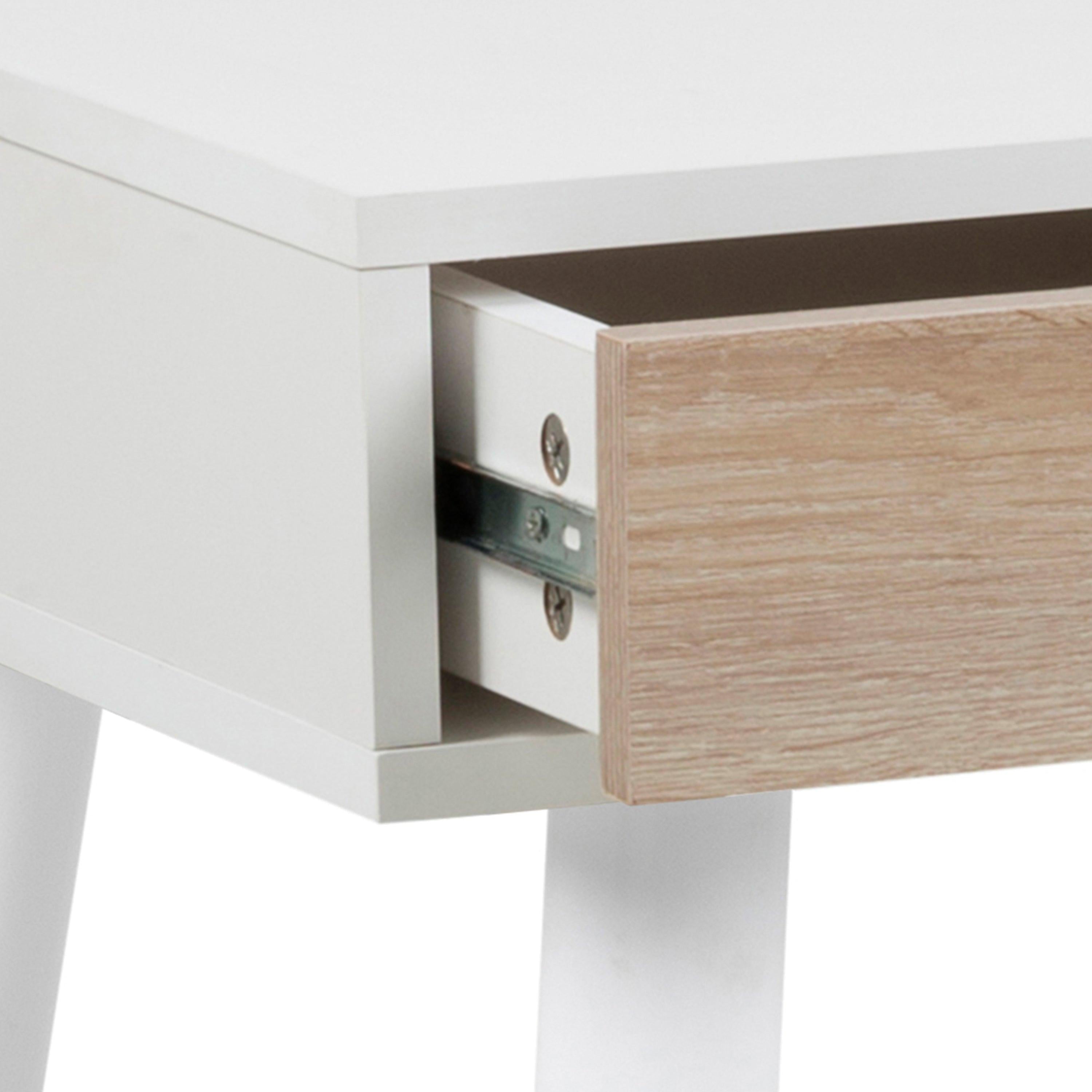 Neptun 3 Drawer Desk in White with 3 Oak Drawers - image 10
