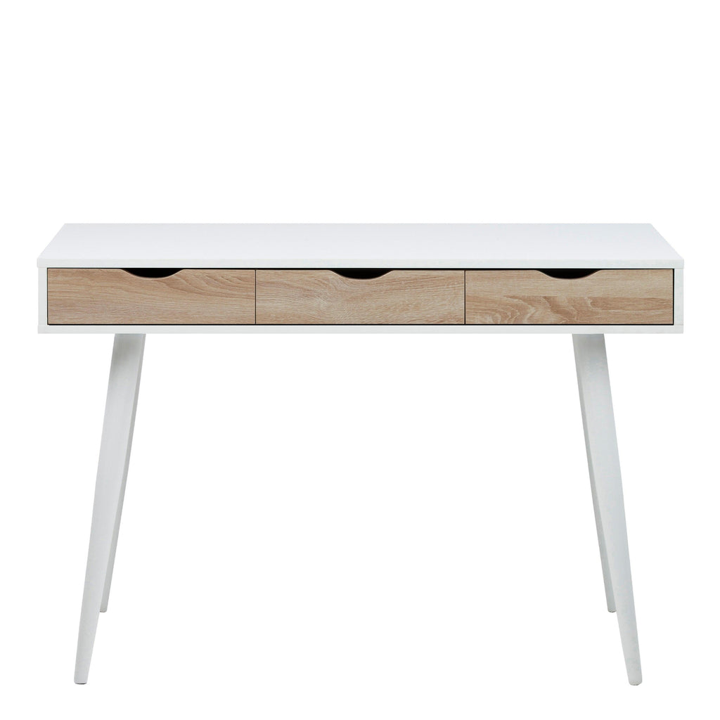 Neptun 3 Drawer Desk in White with 3 Oak Drawers - image 2