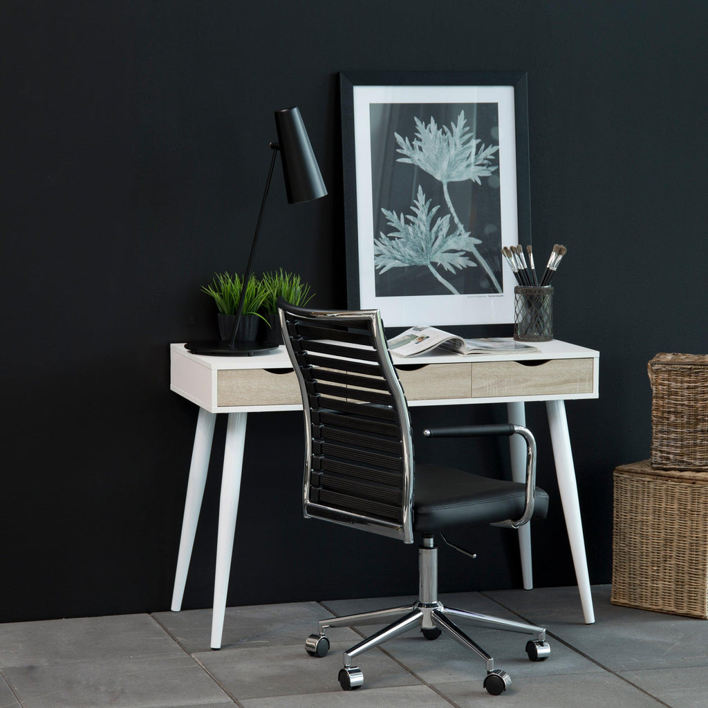 Neptun 3 Drawer Desk in White with 3 Oak Drawers - image 6