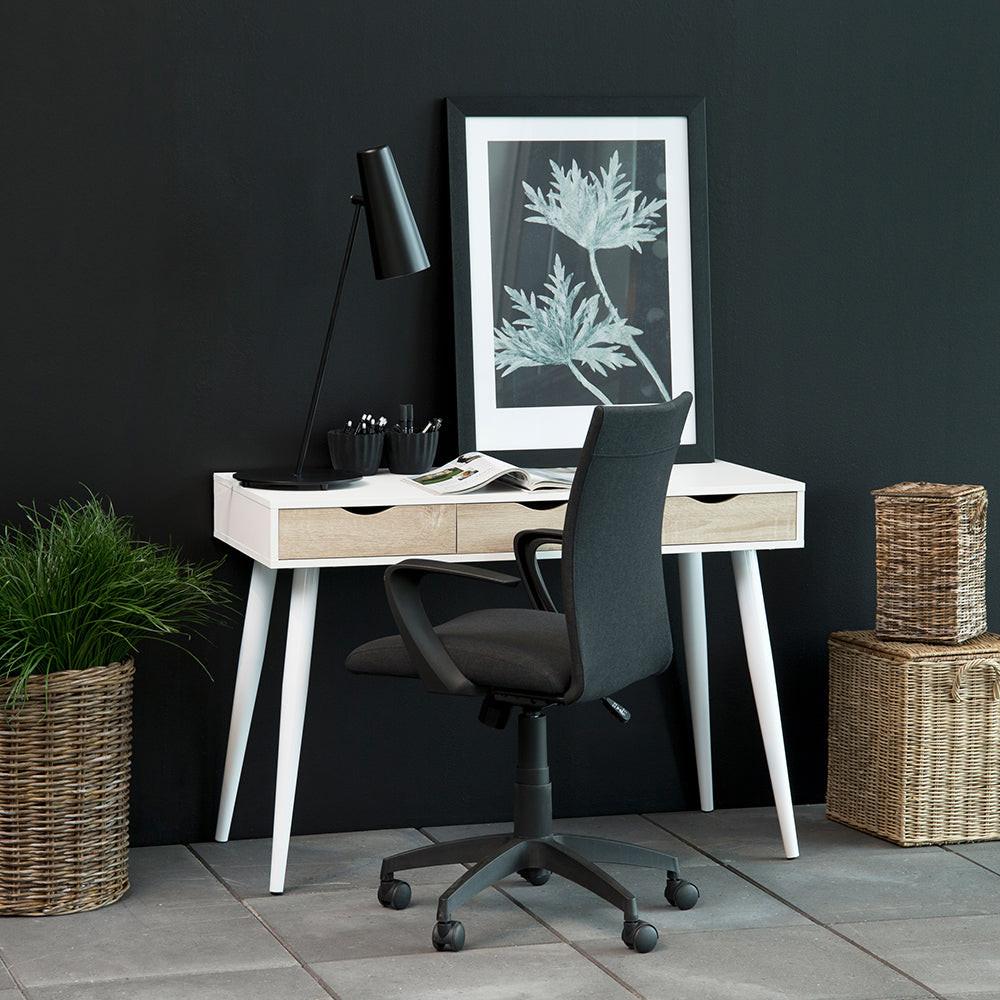 Neptun 3 Drawer Desk in White with 3 Oak Drawers - image 7