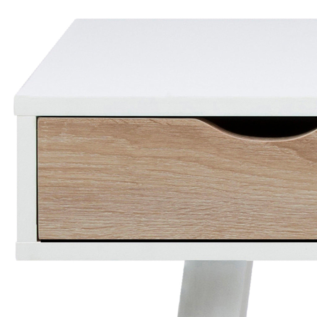 Neptun 3 Drawer Desk in White with 3 Oak Drawers - image 8