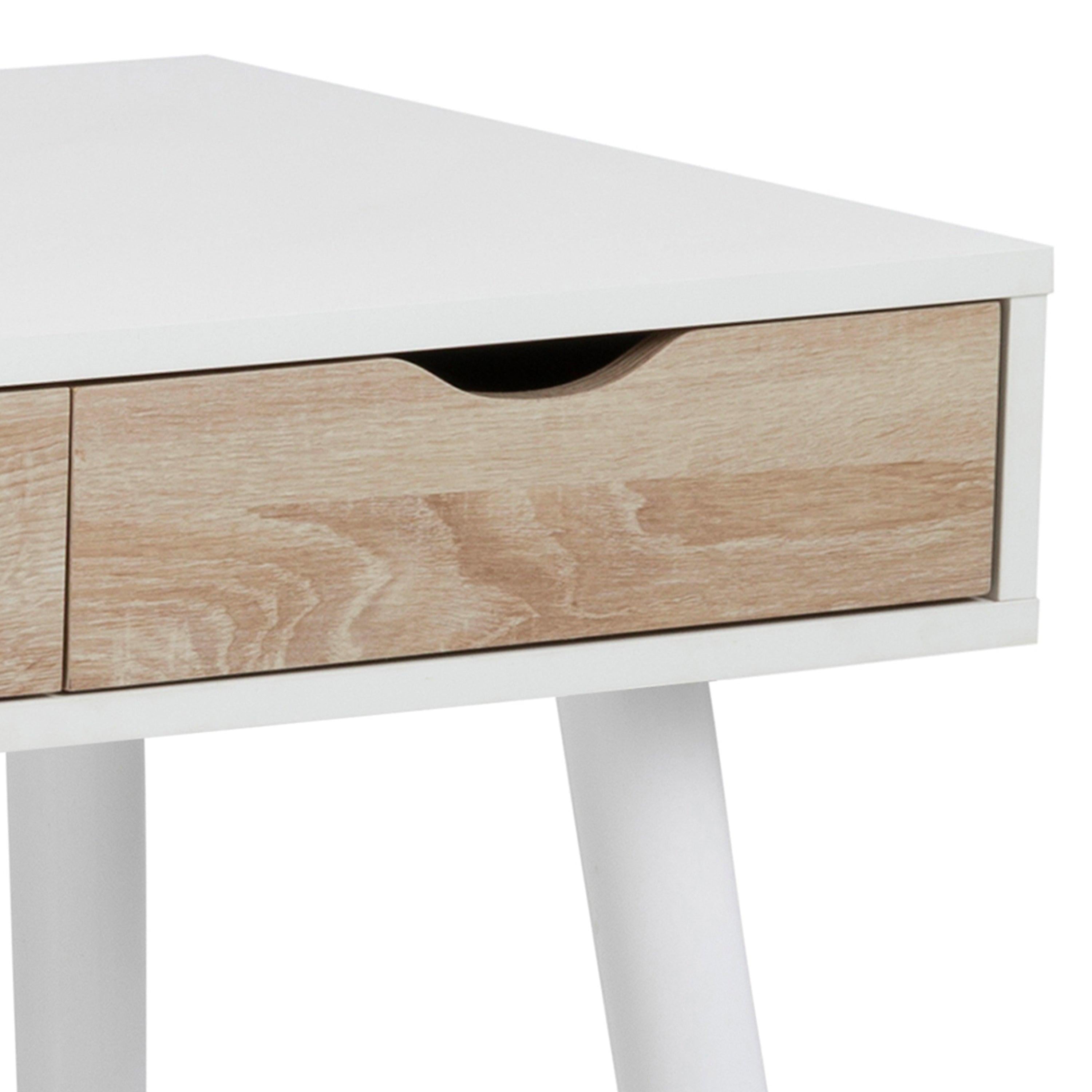 Neptun 3 Drawer Desk in White with 3 Oak Drawers - image 9