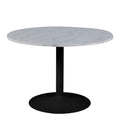 Tarifa Round Dining Table with White Polished Marble Top and Black Base 110cm