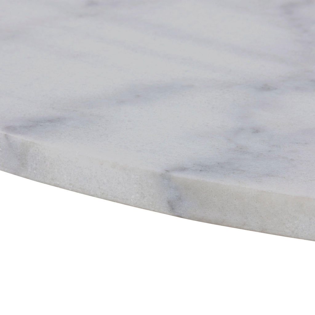 Tarifa Round Dining Table with White Polished Marble Top and Black Base 110cm - image 10