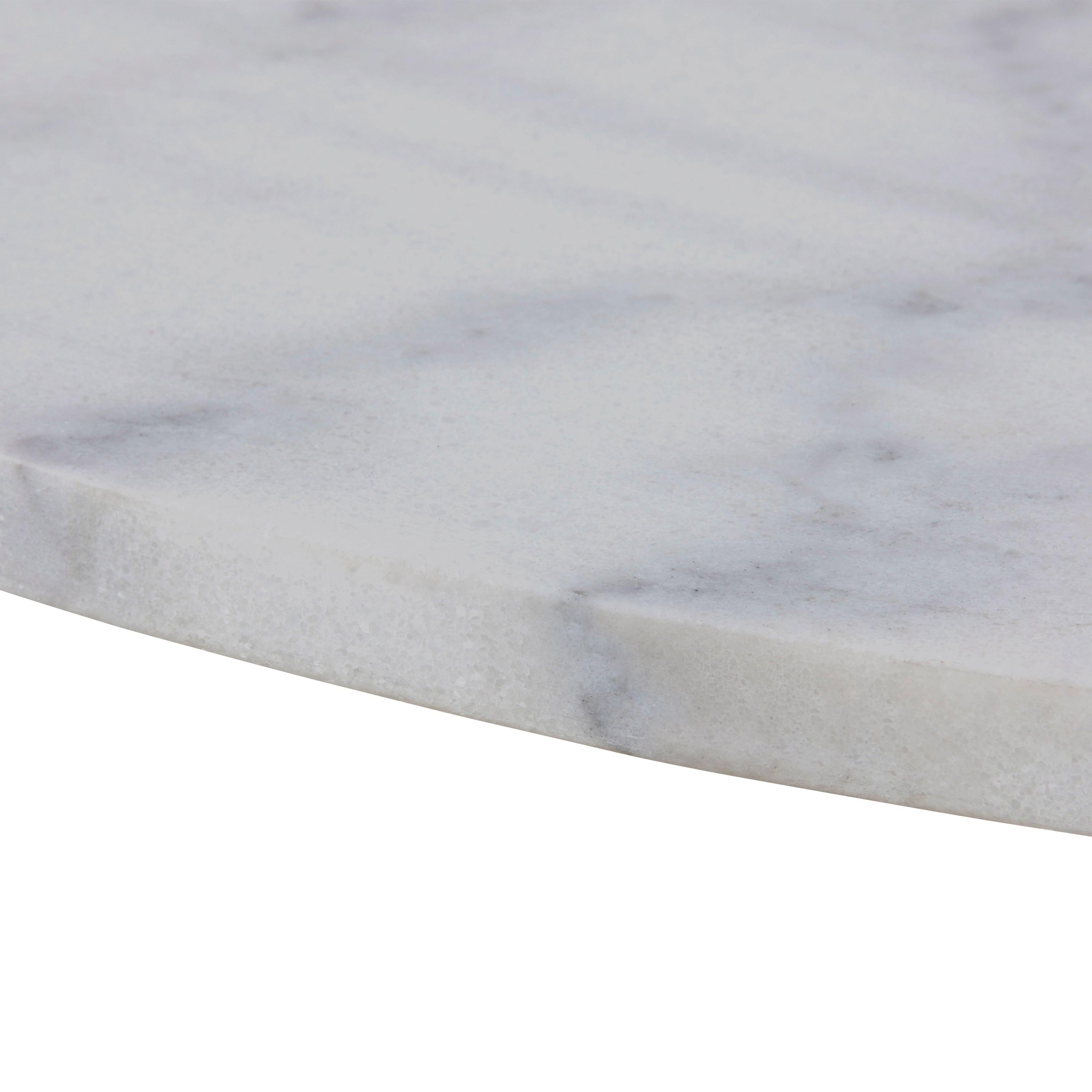 Tarifa Round Dining Table with White Polished Marble Top and Black Base 110cm - image 10