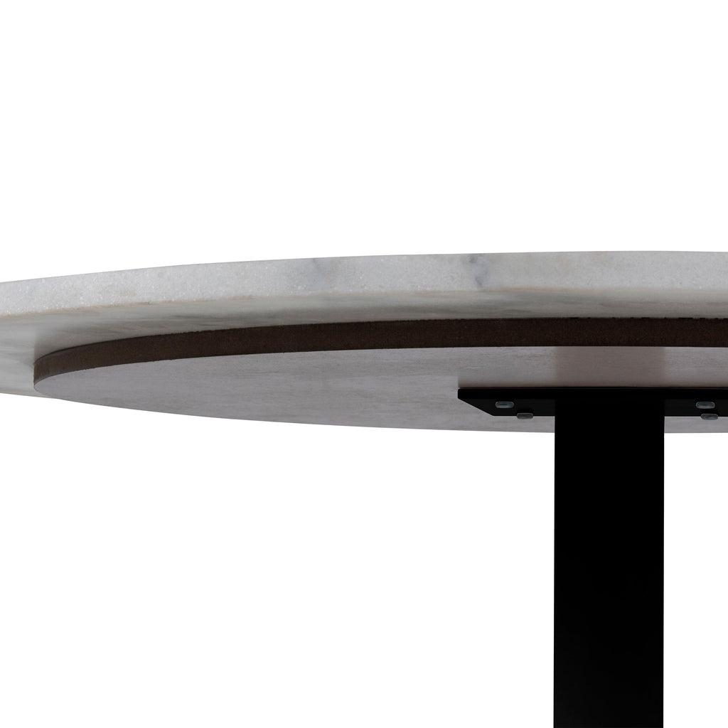 Tarifa Round Dining Table with White Polished Marble Top and Black Base 110cm - image 11