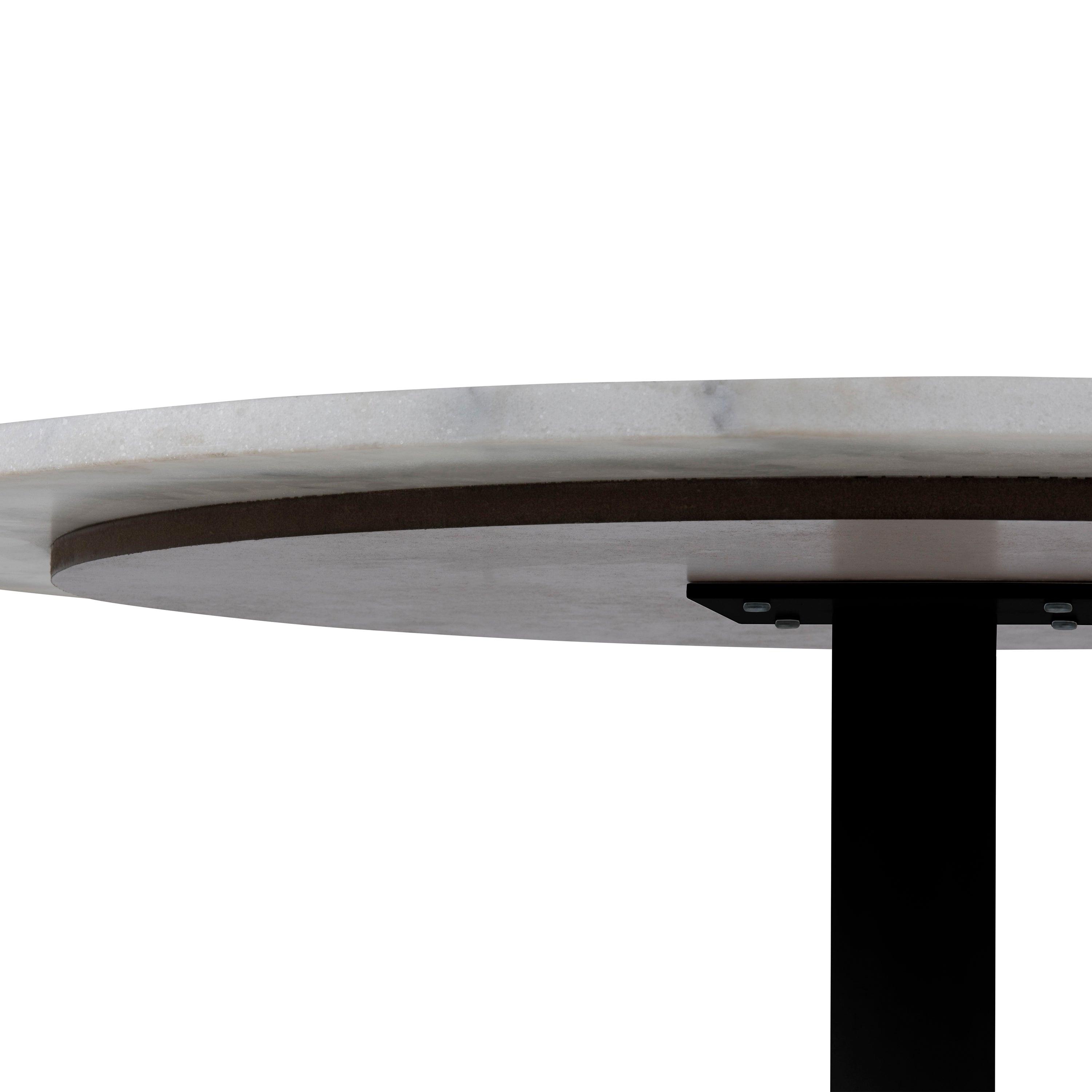 Tarifa Round Dining Table with White Polished Marble Top and Black Base 110cm - image 11
