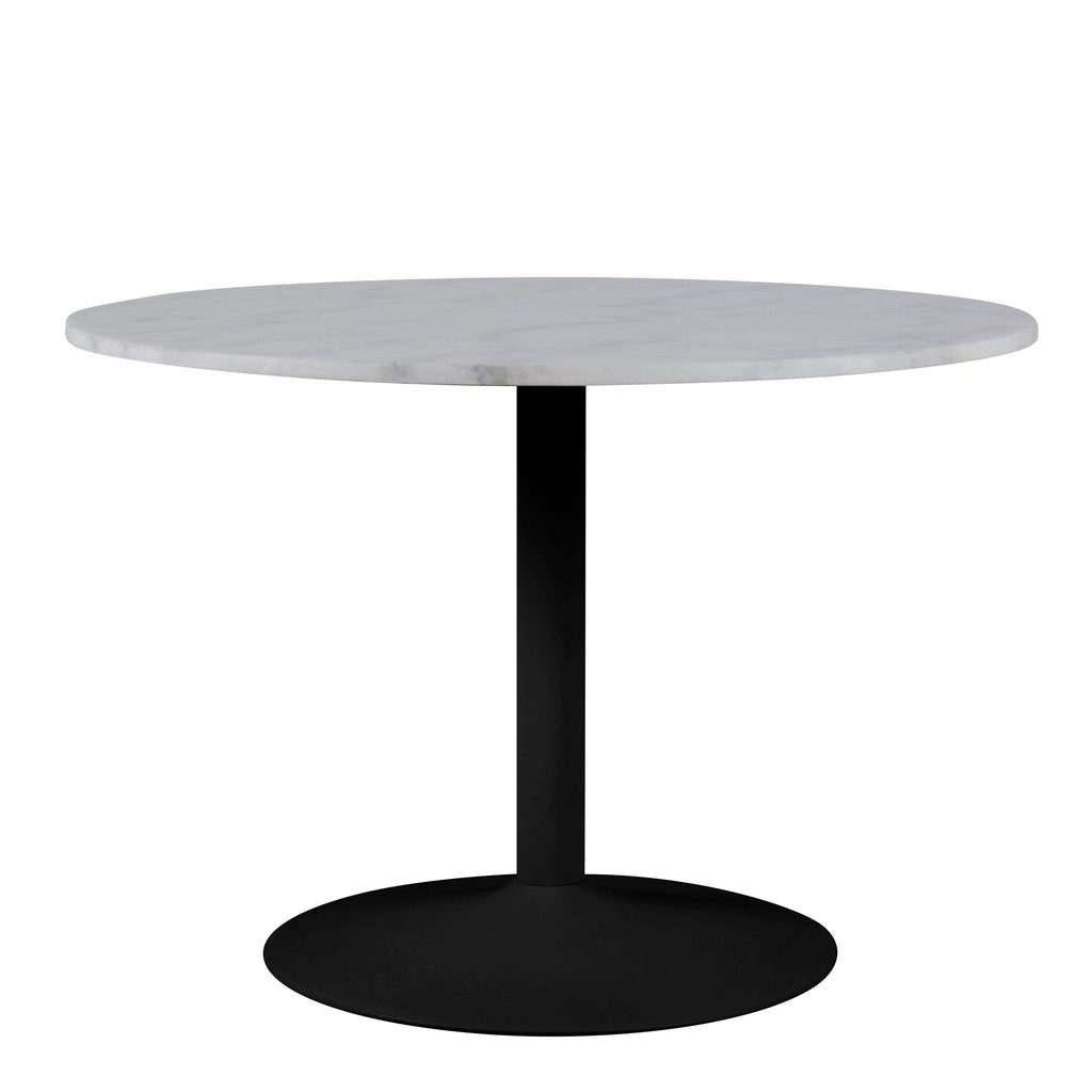 Tarifa Round Dining Table with White Polished Marble Top and Black Base 110cm - image 2