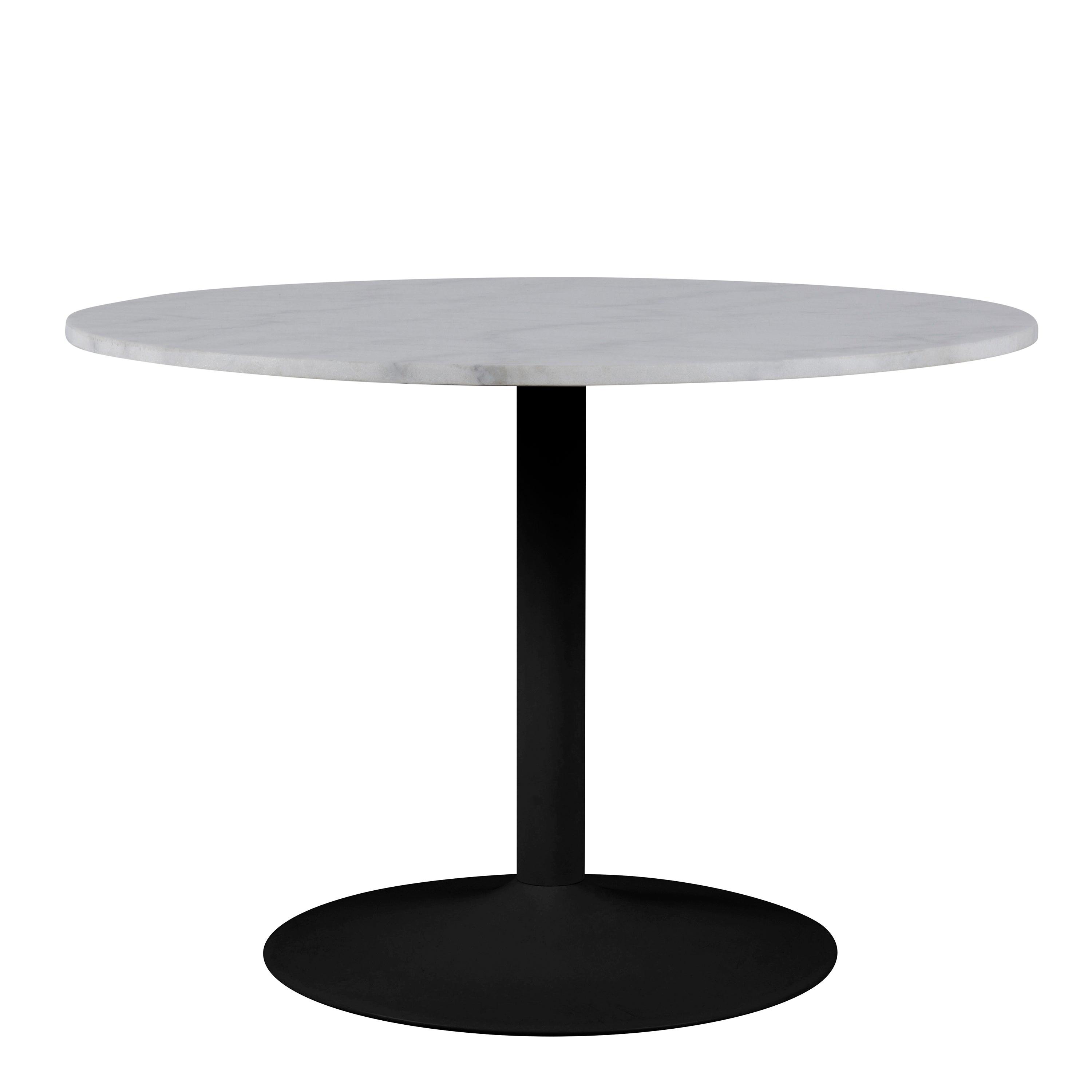 Tarifa Round Dining Table with White Polished Marble Top and Black Base 110cm - image 2