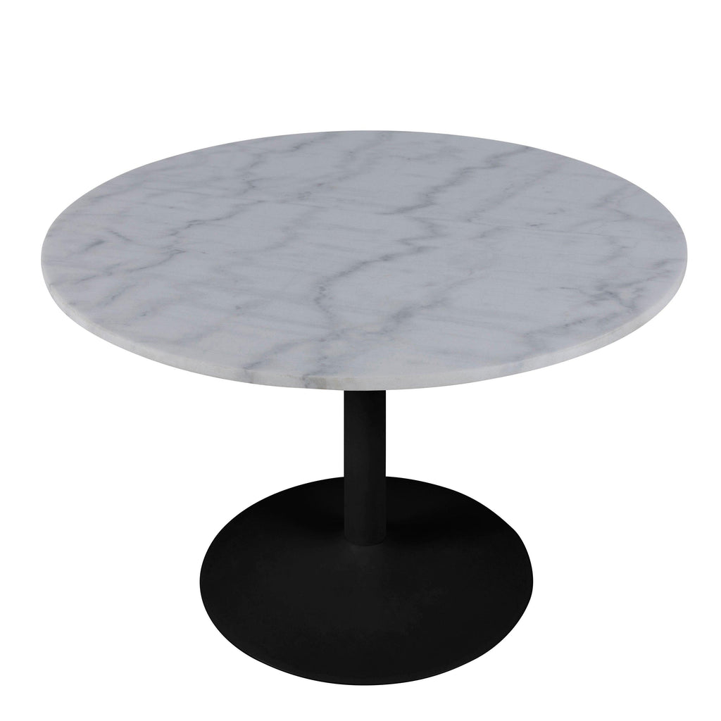 Tarifa Round Dining Table with White Polished Marble Top and Black Base 110cm - image 3