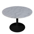 Tarifa Round Dining Table with White Polished Marble Top and Black Base 110cm - image 3