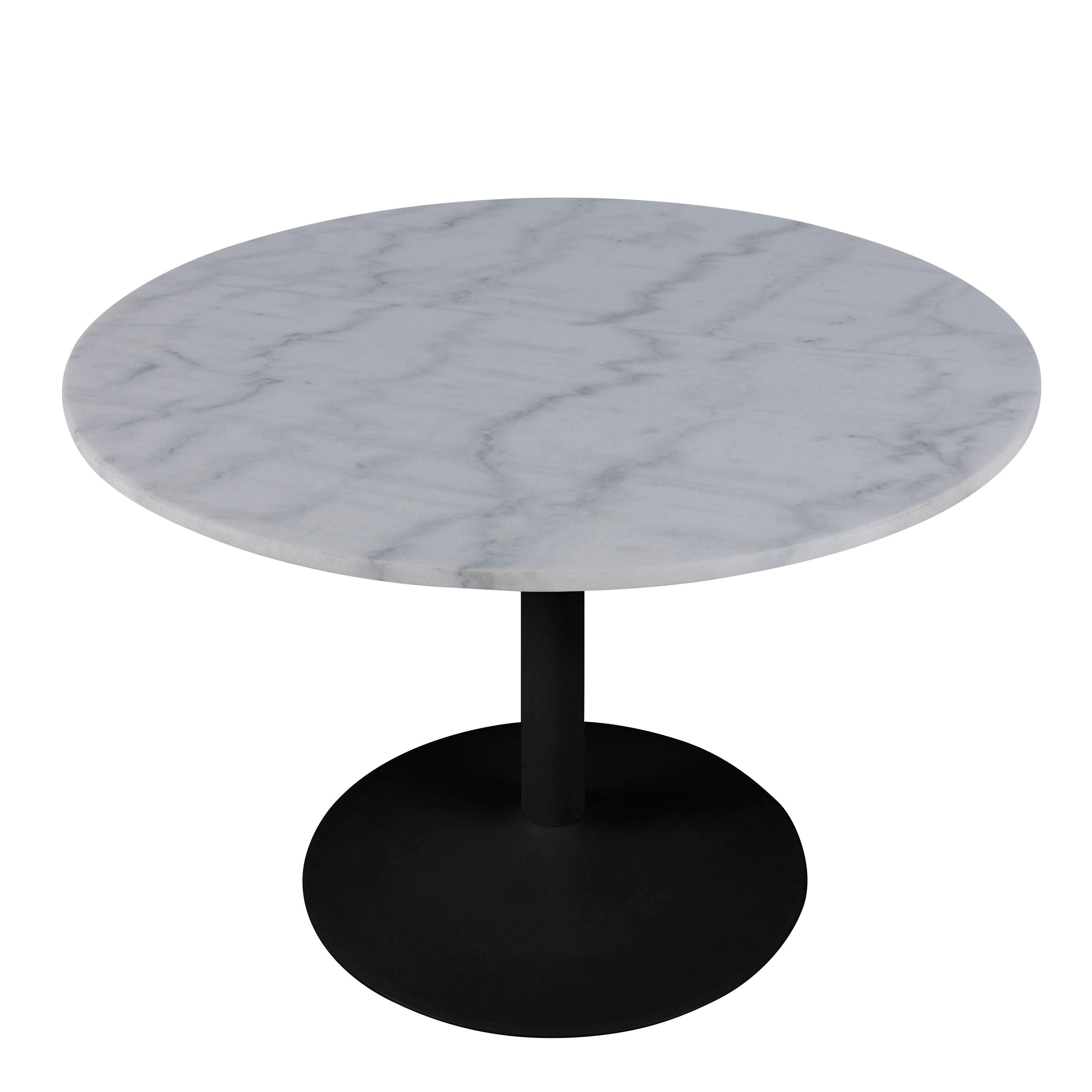 Tarifa Round Dining Table with White Polished Marble Top and Black Base 110cm - image 3