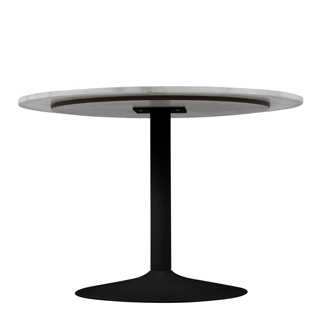 Tarifa Round Dining Table with White Polished Marble Top and Black Base 110cm - image 4