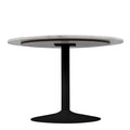 Tarifa Round Dining Table with White Polished Marble Top and Black Base 110cm - image 4