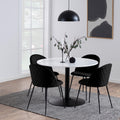 Tarifa Round Dining Table with White Polished Marble Top and Black Base 110cm - image 5