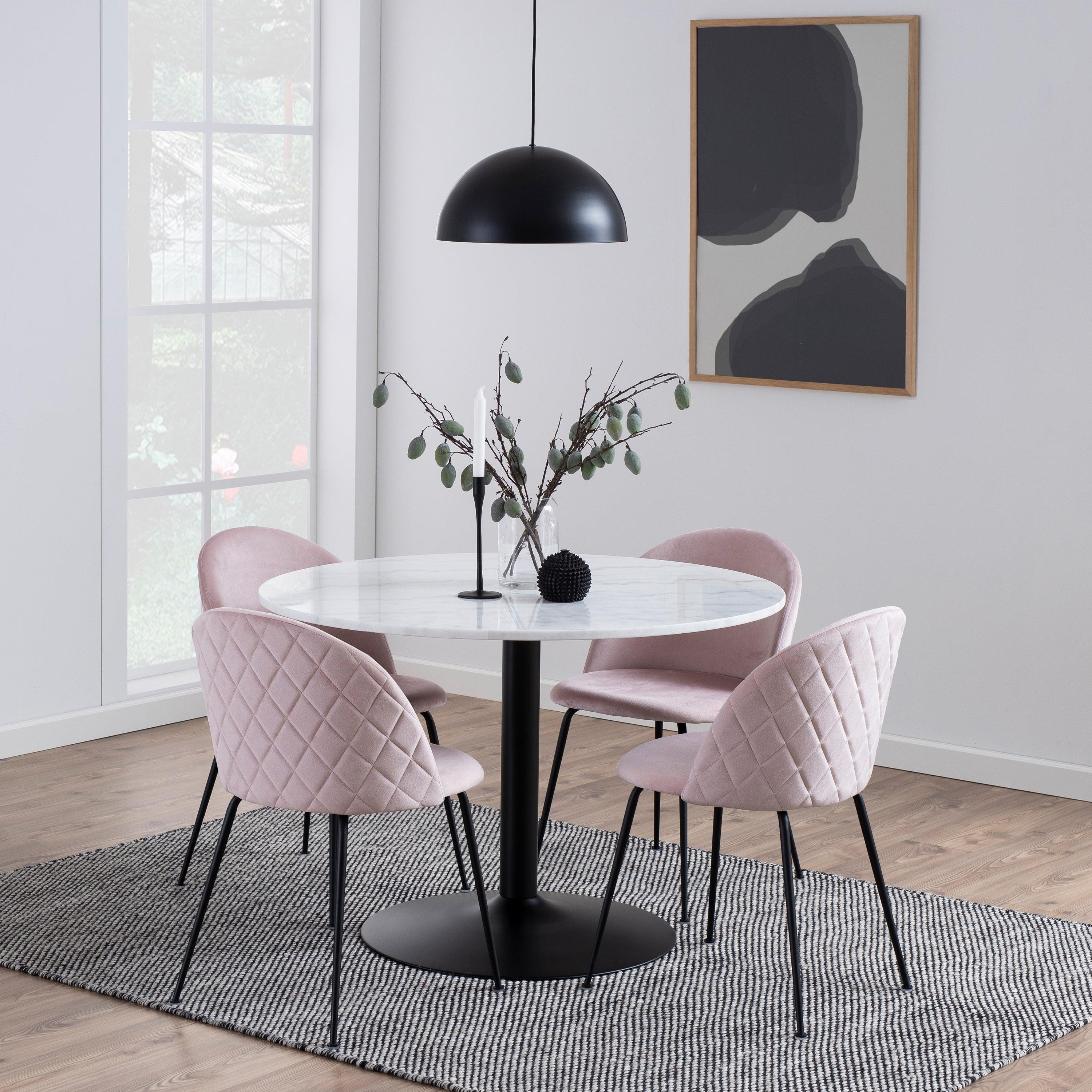 Tarifa Round Dining Table with White Polished Marble Top and Black Base 110cm - image 6