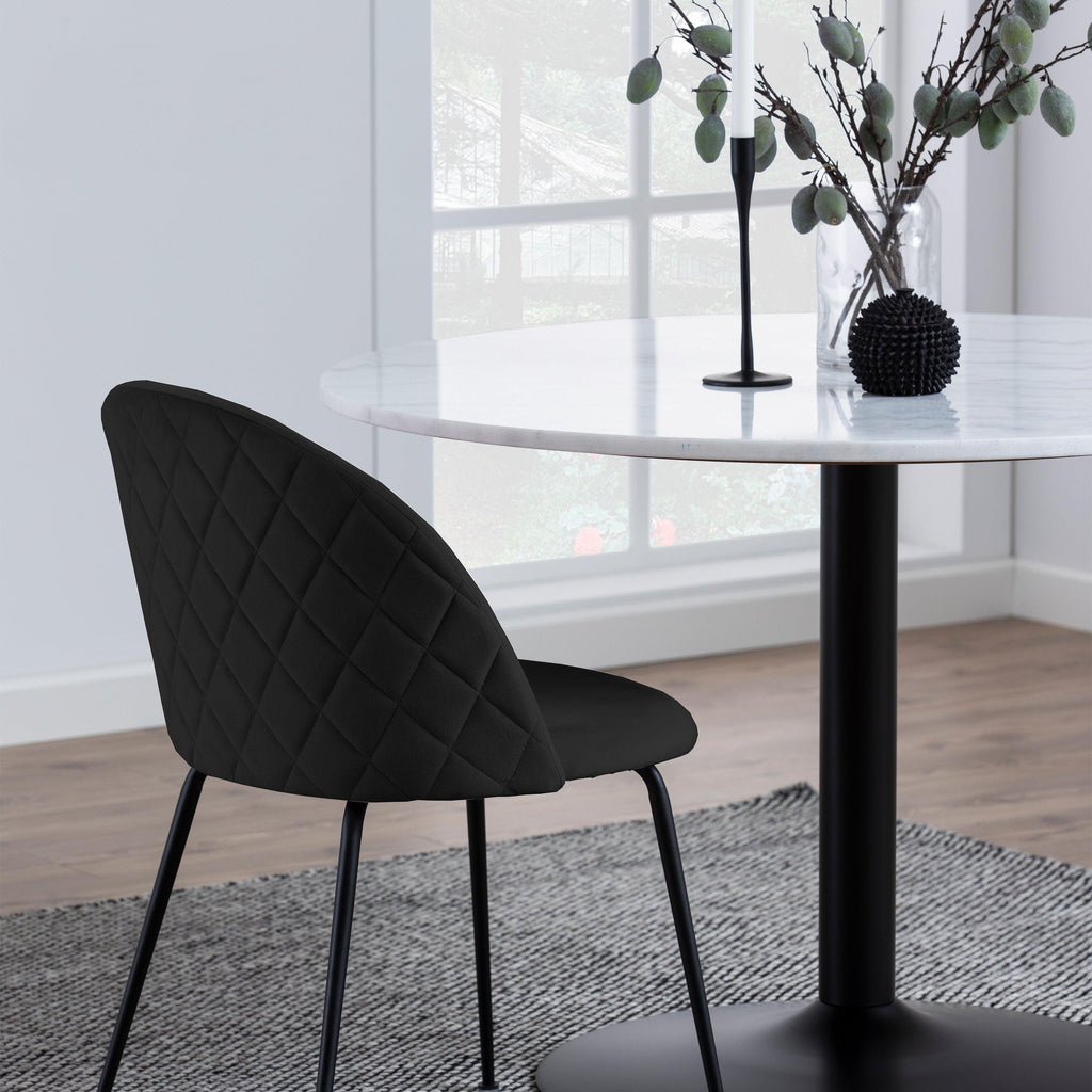 Tarifa Round Dining Table with White Polished Marble Top and Black Base 110cm - image 7