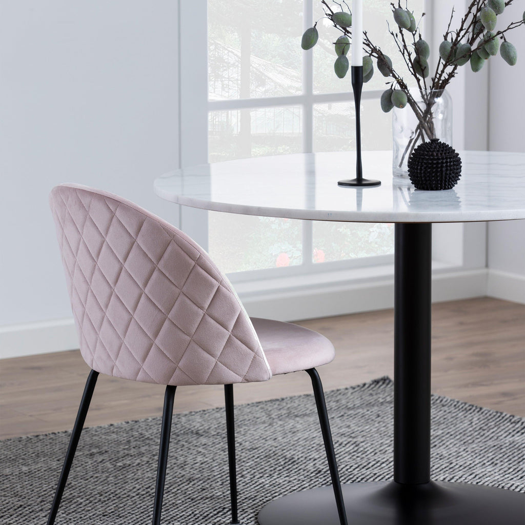 Tarifa Round Dining Table with White Polished Marble Top and Black Base 110cm - image 8