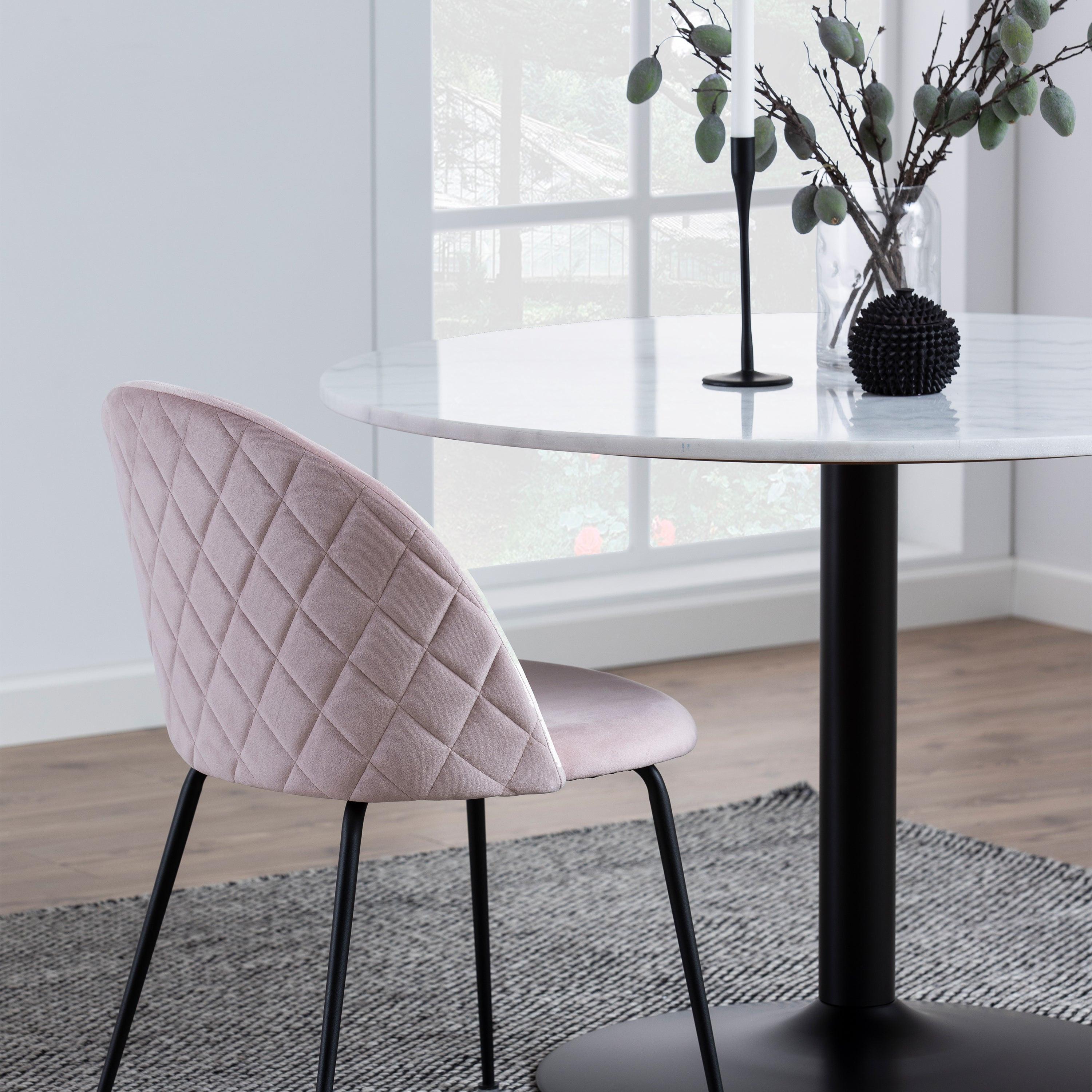 Tarifa Round Dining Table with White Polished Marble Top and Black Base 110cm - image 8