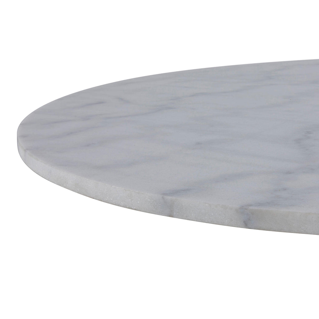 Tarifa Round Dining Table with White Polished Marble Top and Black Base 110cm - image 9