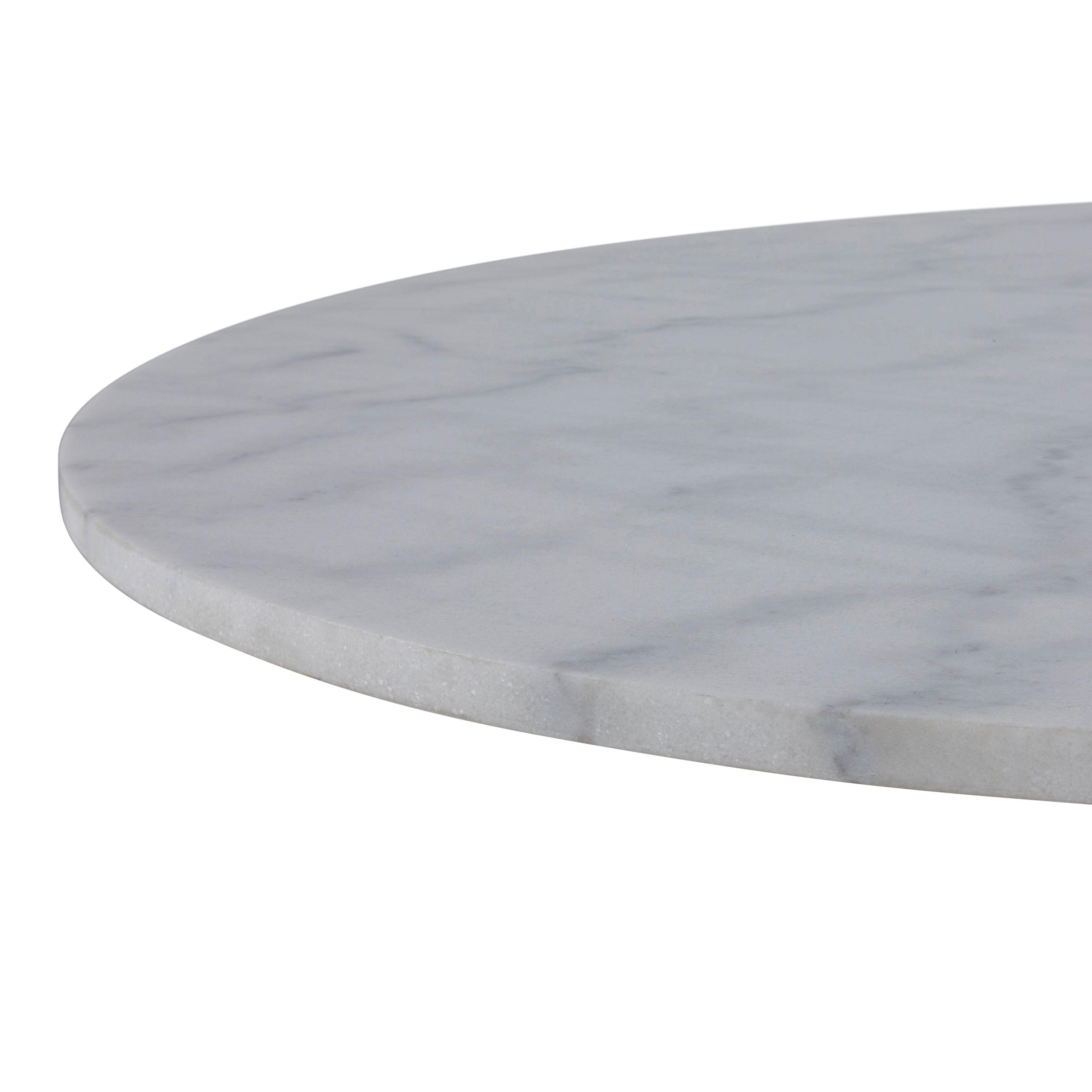 Tarifa Round Dining Table with White Polished Marble Top and Black Base 110cm - image 9