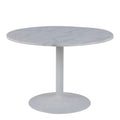 Tarifa Round Dining Table with White Polished Marble Top and White Base 110cm