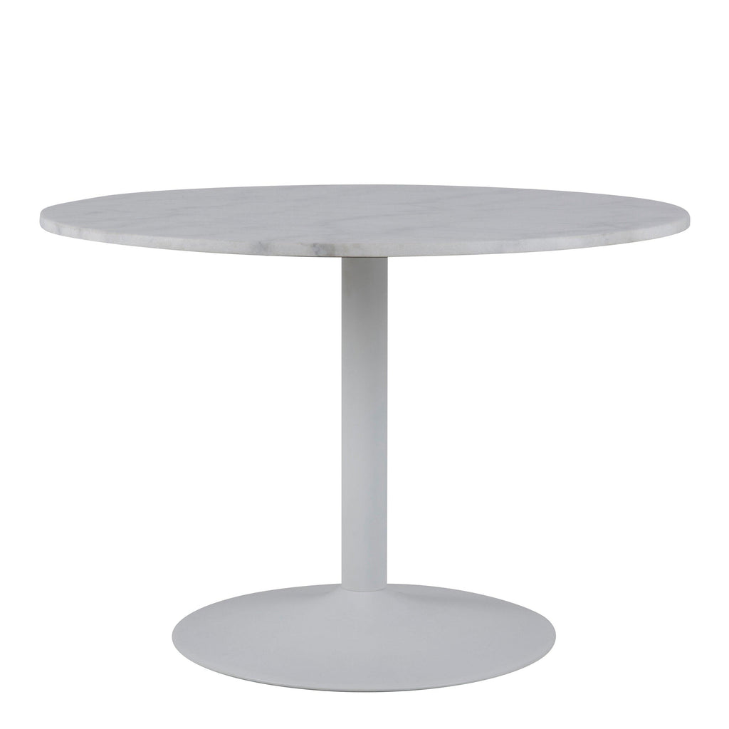 Tarifa Round Dining Table with White Polished Marble Top and White Base 110cm - image 2