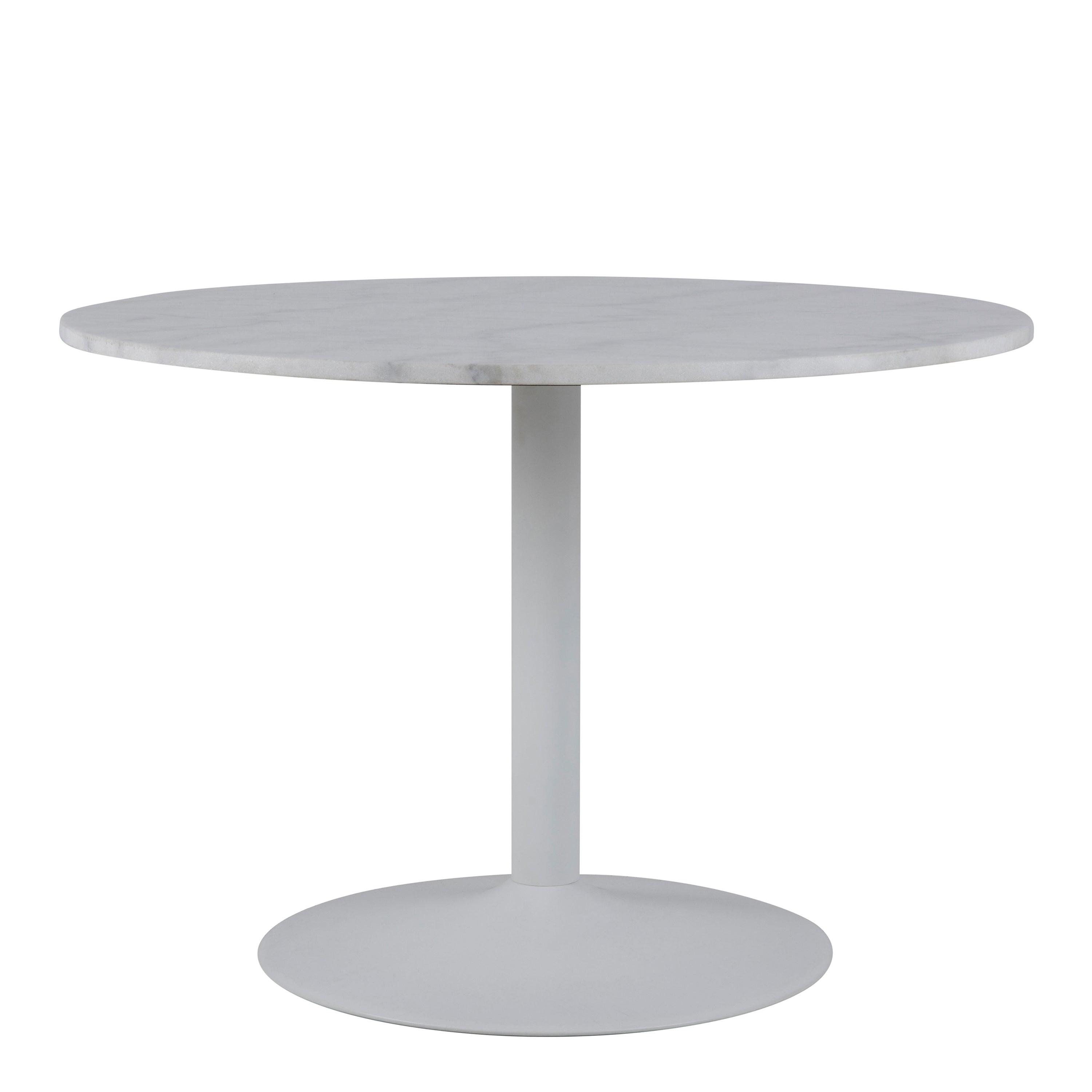 Tarifa Round Dining Table with White Polished Marble Top and White Base 110cm - image 2