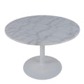 Tarifa Round Dining Table with White Polished Marble Top and White Base 110cm - image 3