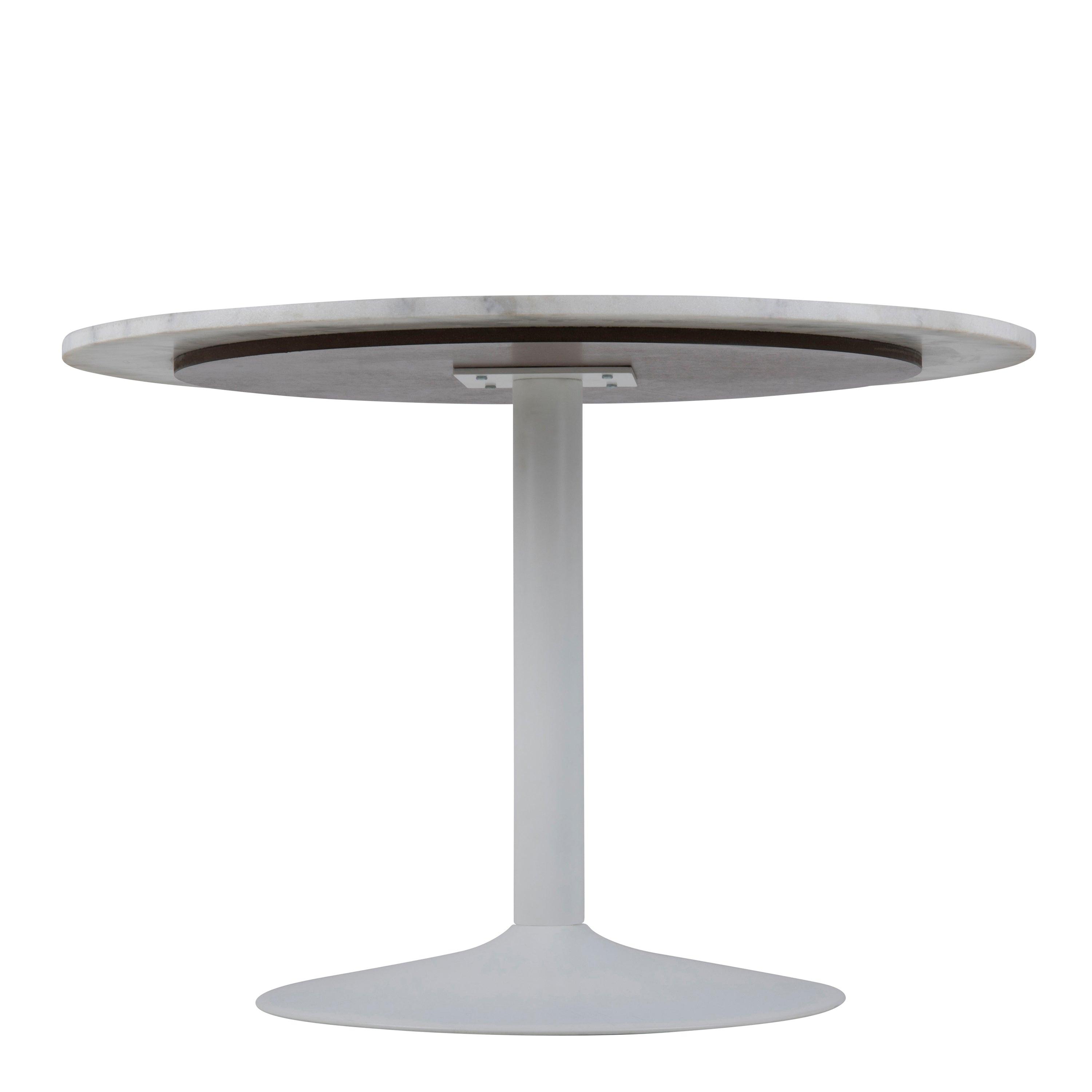Tarifa Round Dining Table with White Polished Marble Top and White Base 110cm - image 4