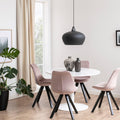Tarifa Round Dining Table with White Polished Marble Top and White Base 110cm - image 5