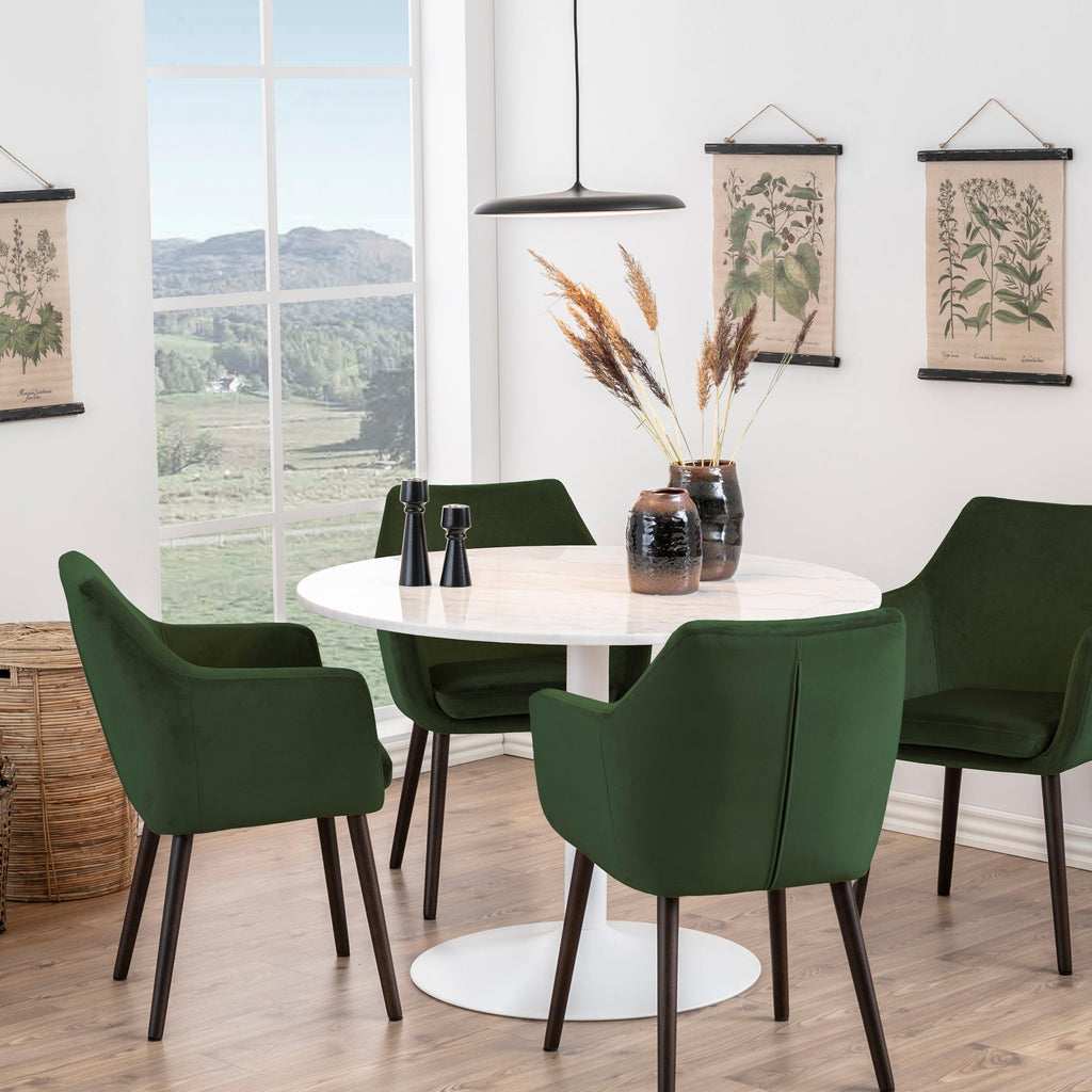 Tarifa Round Dining Table with White Polished Marble Top and White Base 110cm - image 6