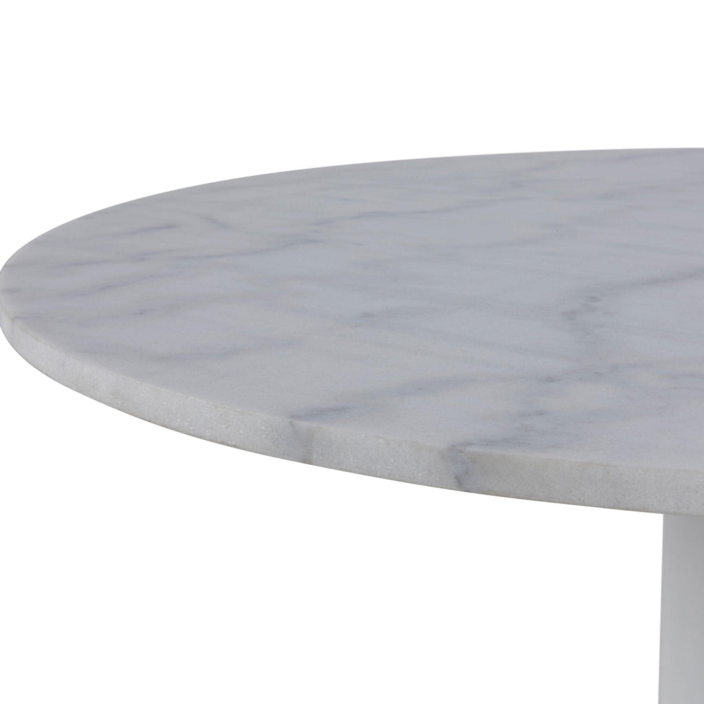Tarifa Round Dining Table with White Polished Marble Top and White Base 110cm - image 7