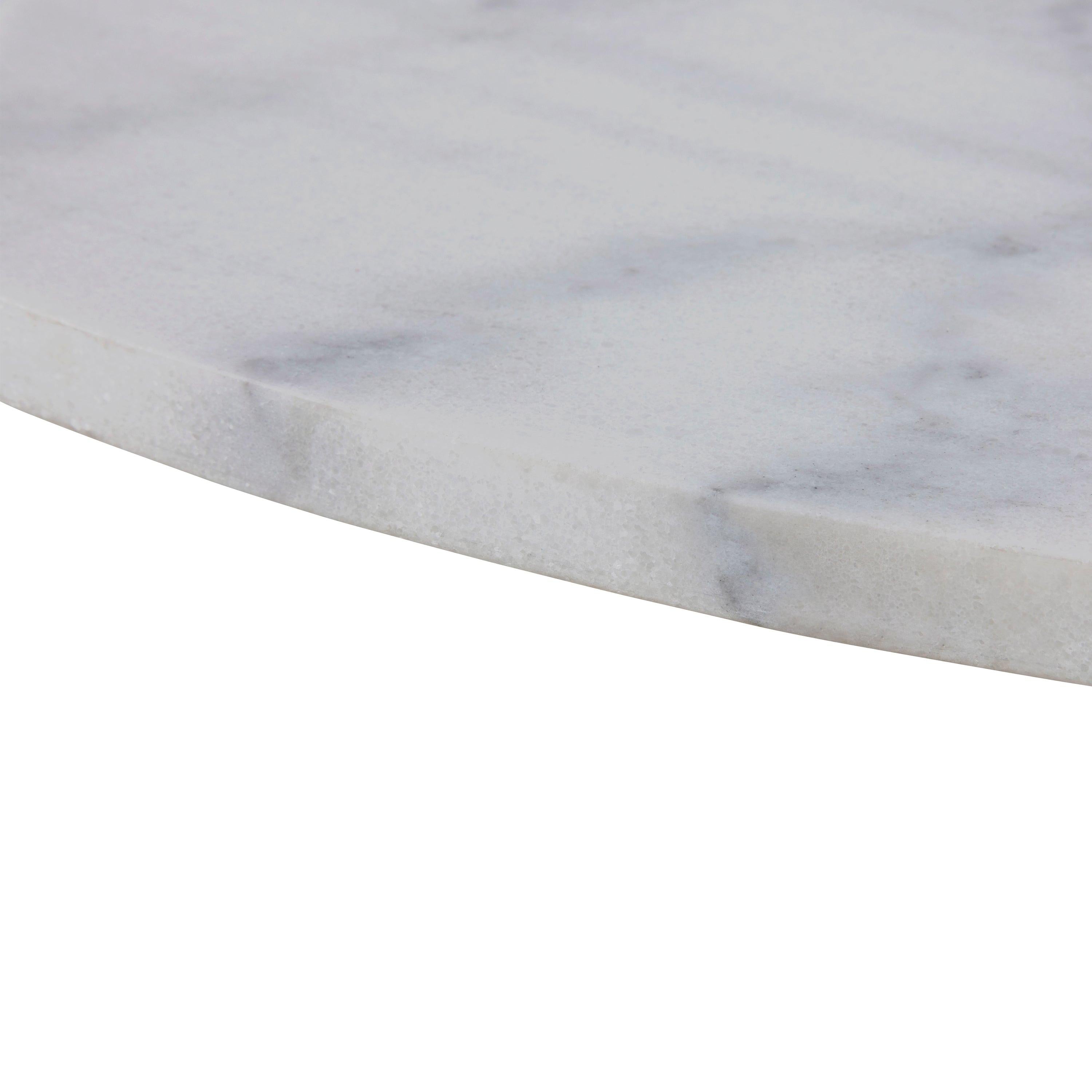 Tarifa Round Dining Table with White Polished Marble Top and White Base 110cm - image 8