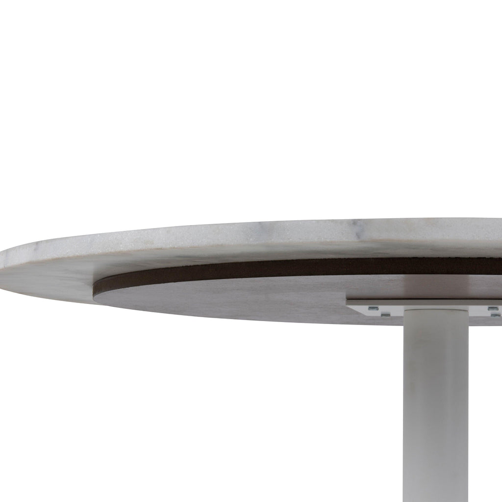 Tarifa Round Dining Table with White Polished Marble Top and White Base 110cm - image 9