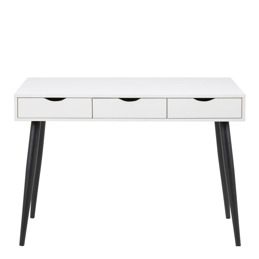Neptun 3 Drawer Office Desk in White with Black Legs - image 2