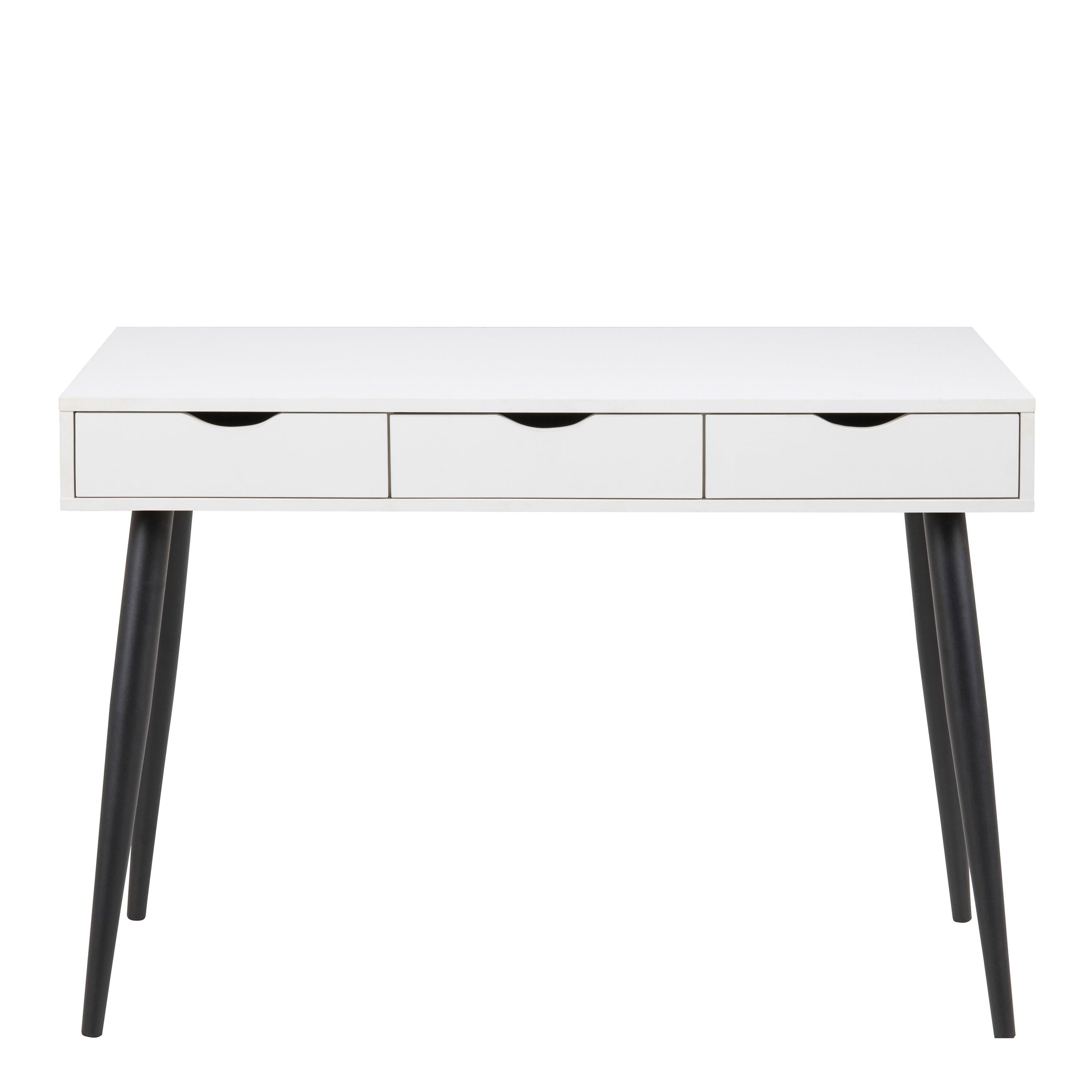 Neptun 3 Drawer Office Desk in White with Black Legs - image 2