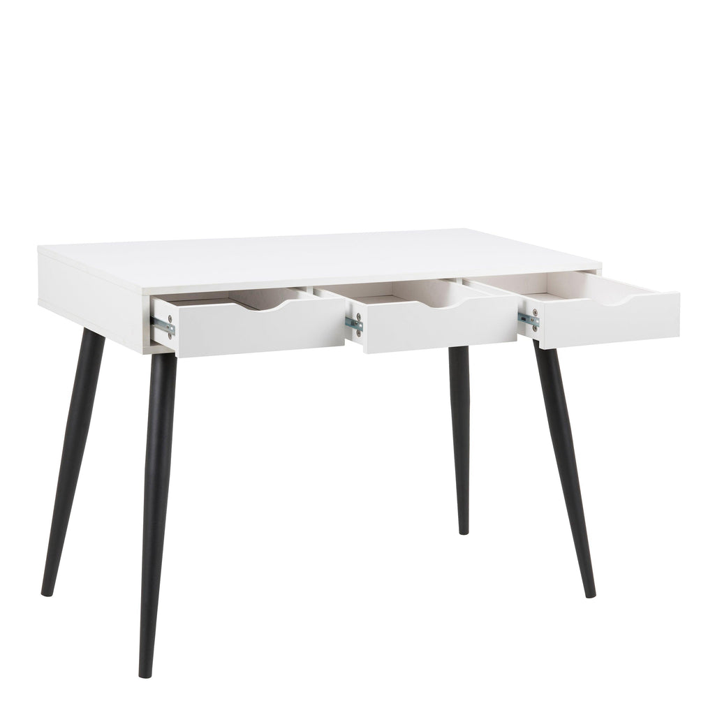 Neptun 3 Drawer Office Desk in White with Black Legs - image 3