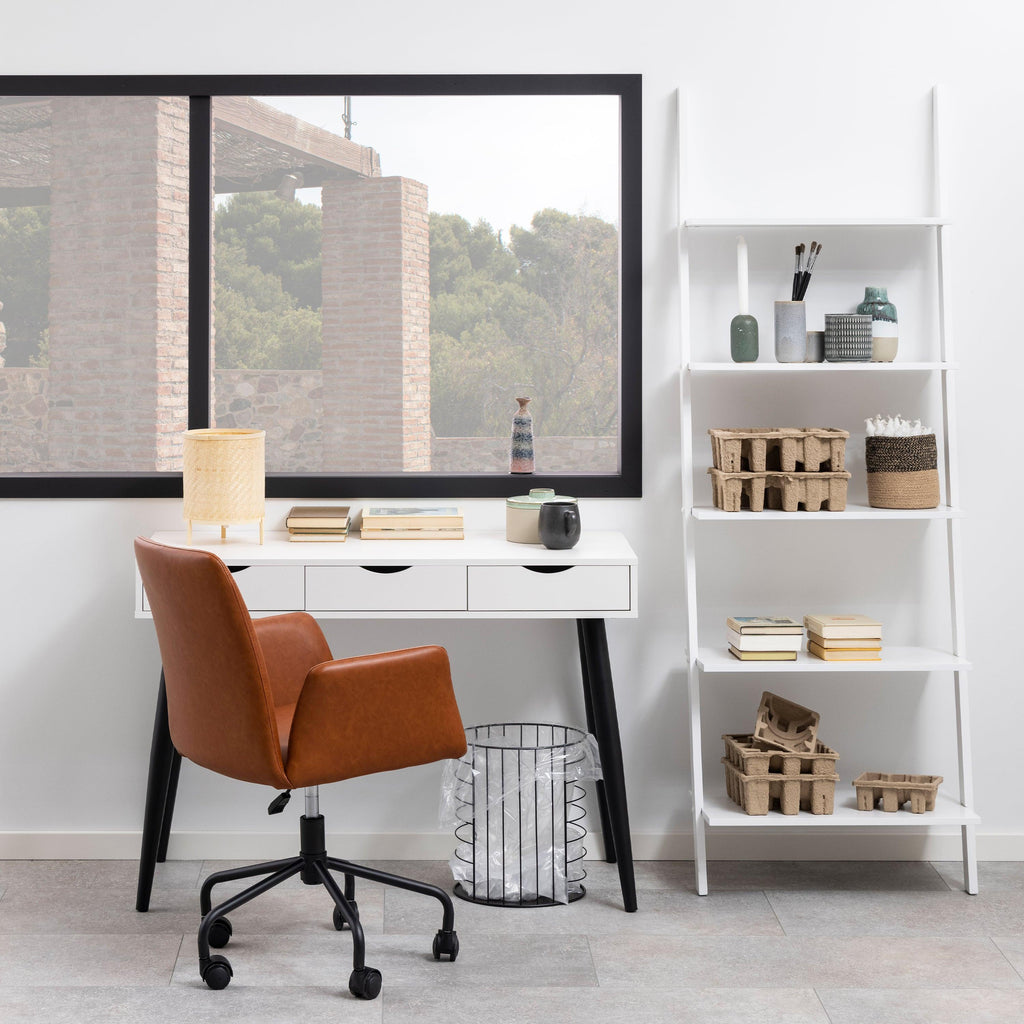 Neptun 3 Drawer Office Desk in White with Black Legs - image 4
