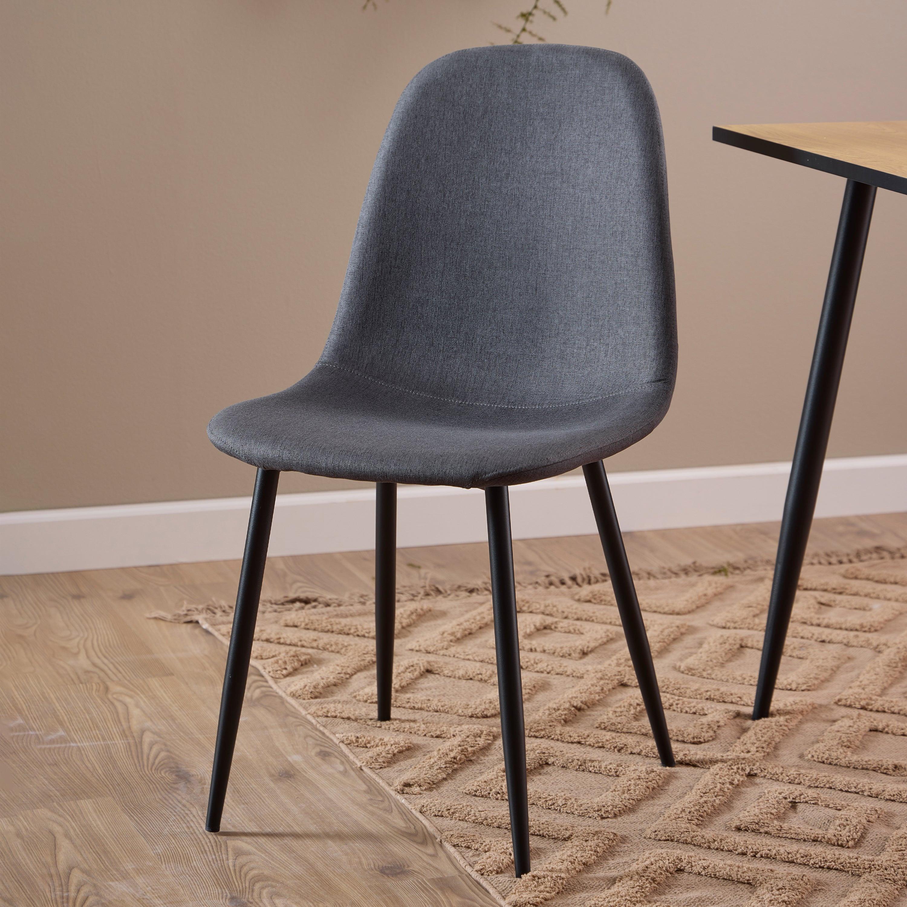 Wilma Dining Table with Oak Top & Black Legs 120x80cm includes 4 Celia Dining Chairs in Light Grey - image 6