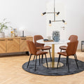 Corby Round Dining Table with White Polished Marble Top & Gold Base - image 2